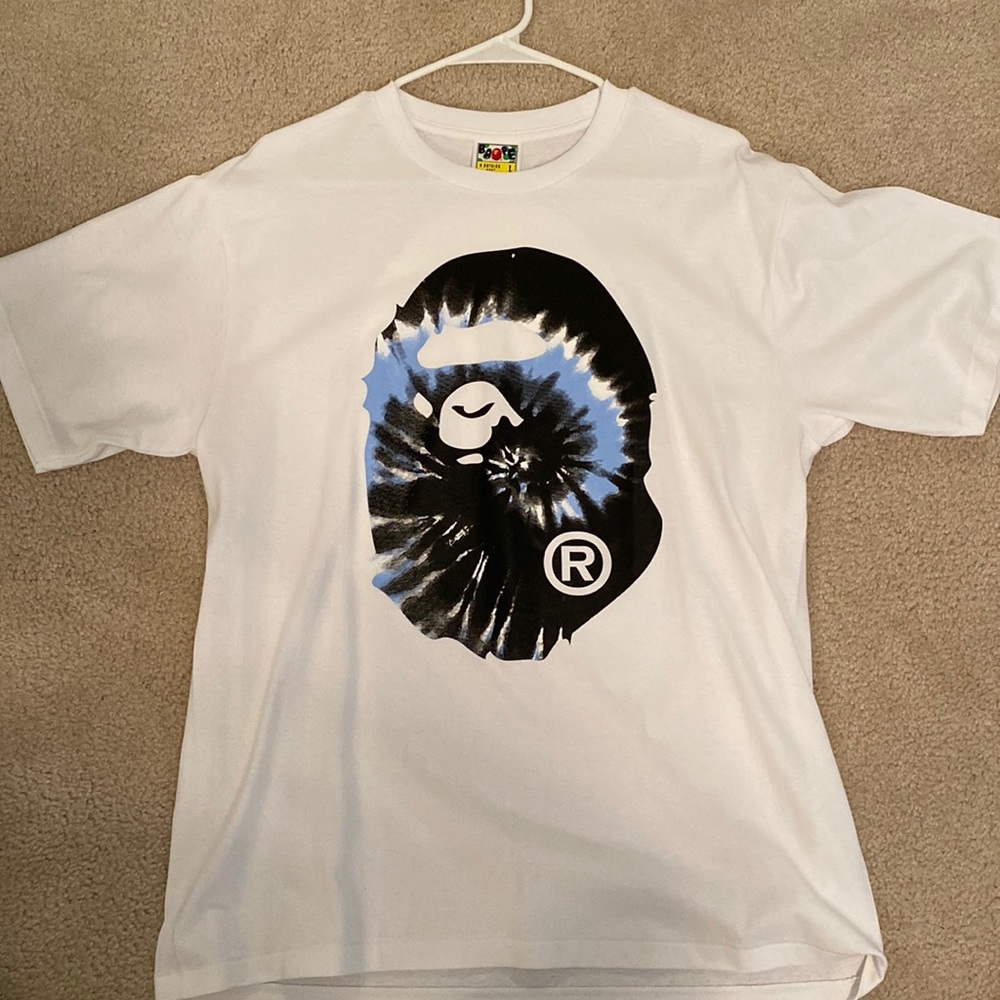 Bape Tie Dye Big Ape Head Tee White/Blue/Black